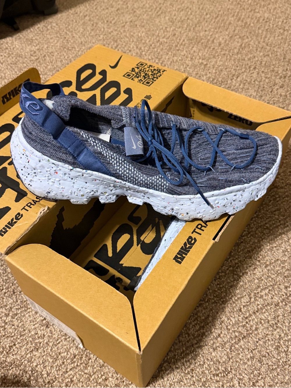 Nike Men’s Gray and Navy Space Hippie 04 Knit Sneakers - Picture 2 of 5
